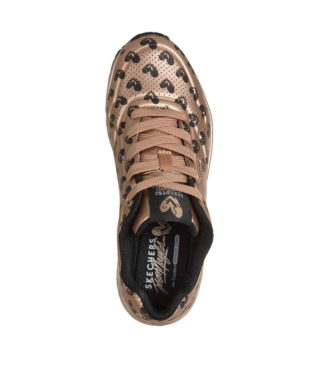Womens/ladies Hearts Trainers Rose Gold Skechers-3