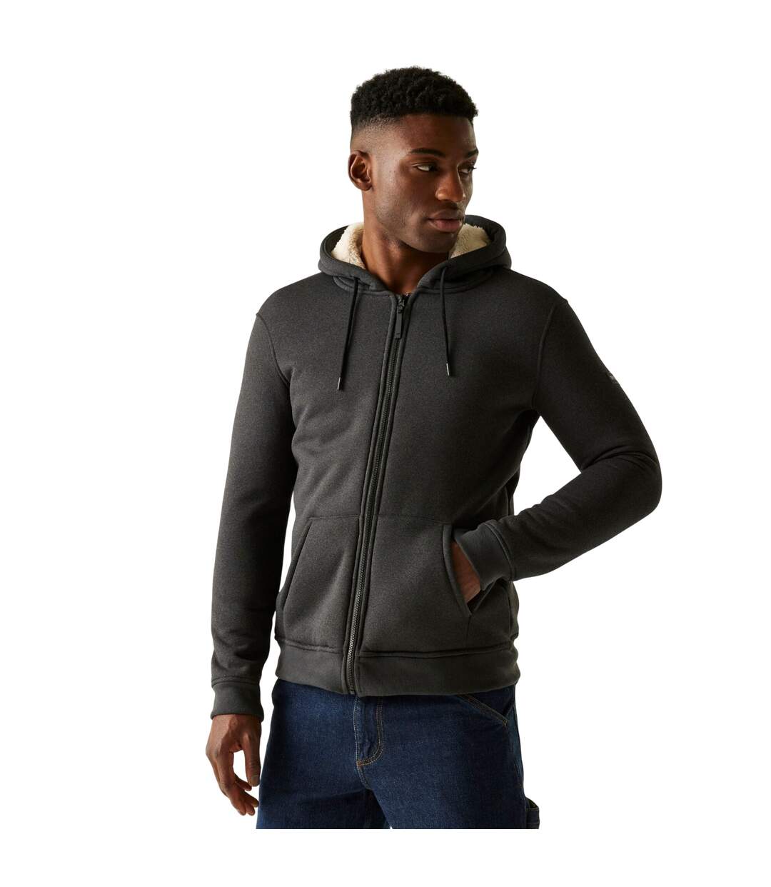 Mens Naddle Fleece Full Zip Hoodie Black Regatta-1