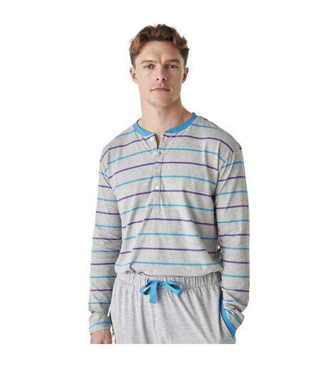 Men's long-sleeved cotton pajamas with a half-zip JJBEP5500