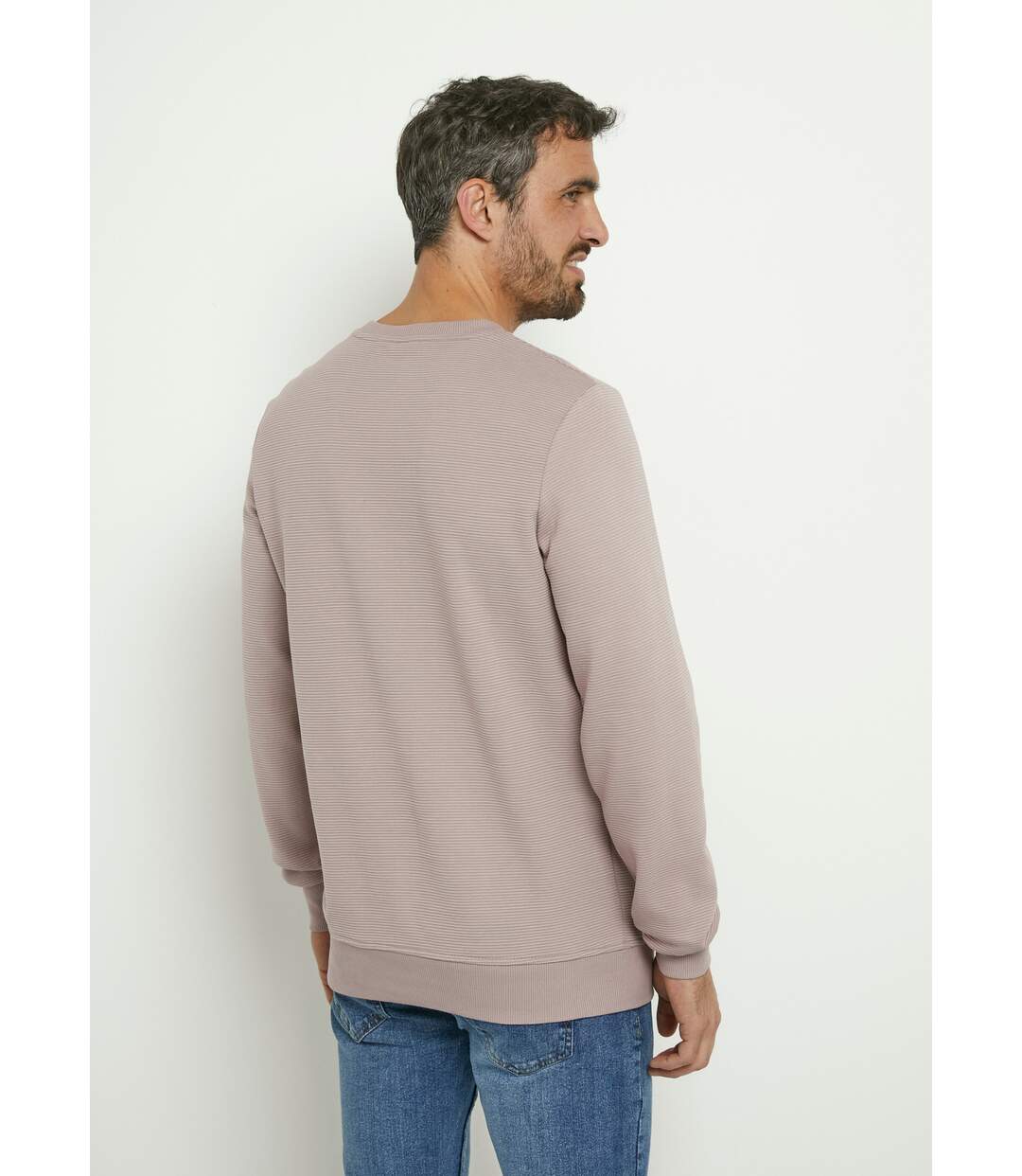 Sweat texturé col rond manches longues-2
