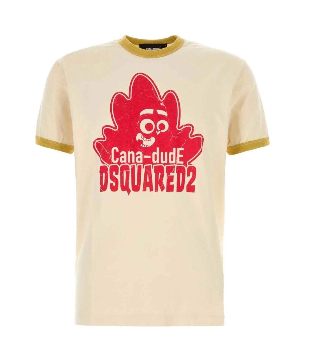 Mens Cana-dude Logo T-shirt Milk White Red DSquared2-1