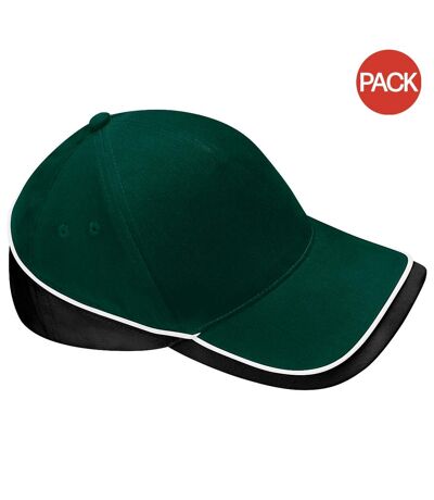 Lot de 2  casquettes de sport adulte vert bouteille/noir/blanc Beechfiel