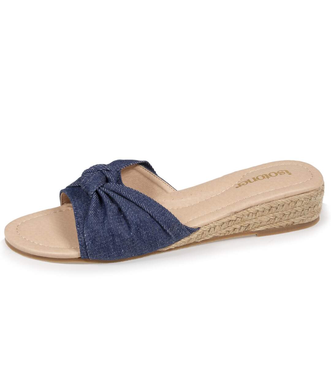 Isotoner Mules femme à talon 3 cm effet jean-1