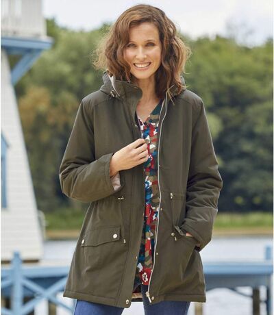 Women's Microtech Quilted Parka Jacket - Khaki