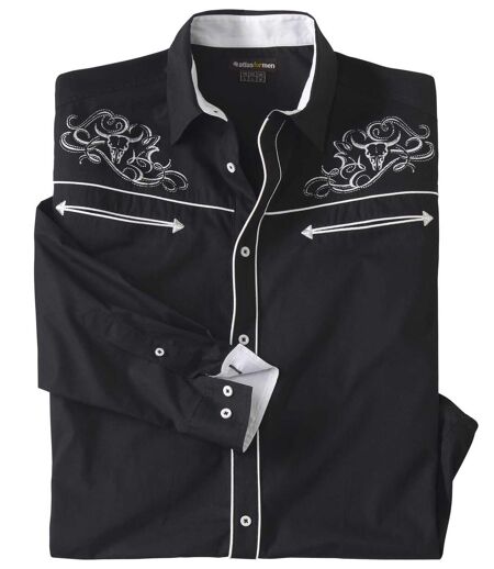 Men's Country-Style Poplin Shirt - Black