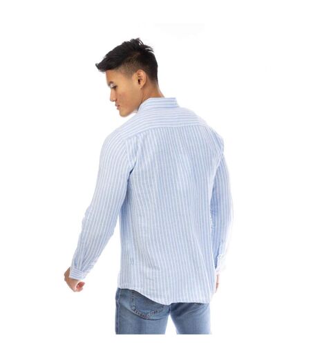 Chemise Manches Longues Motif/style Rayure Verticale Homme Bleu Blanc Peter Werth