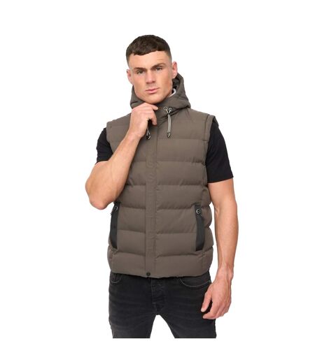 Doudoune Sans Manches Motif/style En Relief Kampleys Homme Olive Foncé Crosshatch