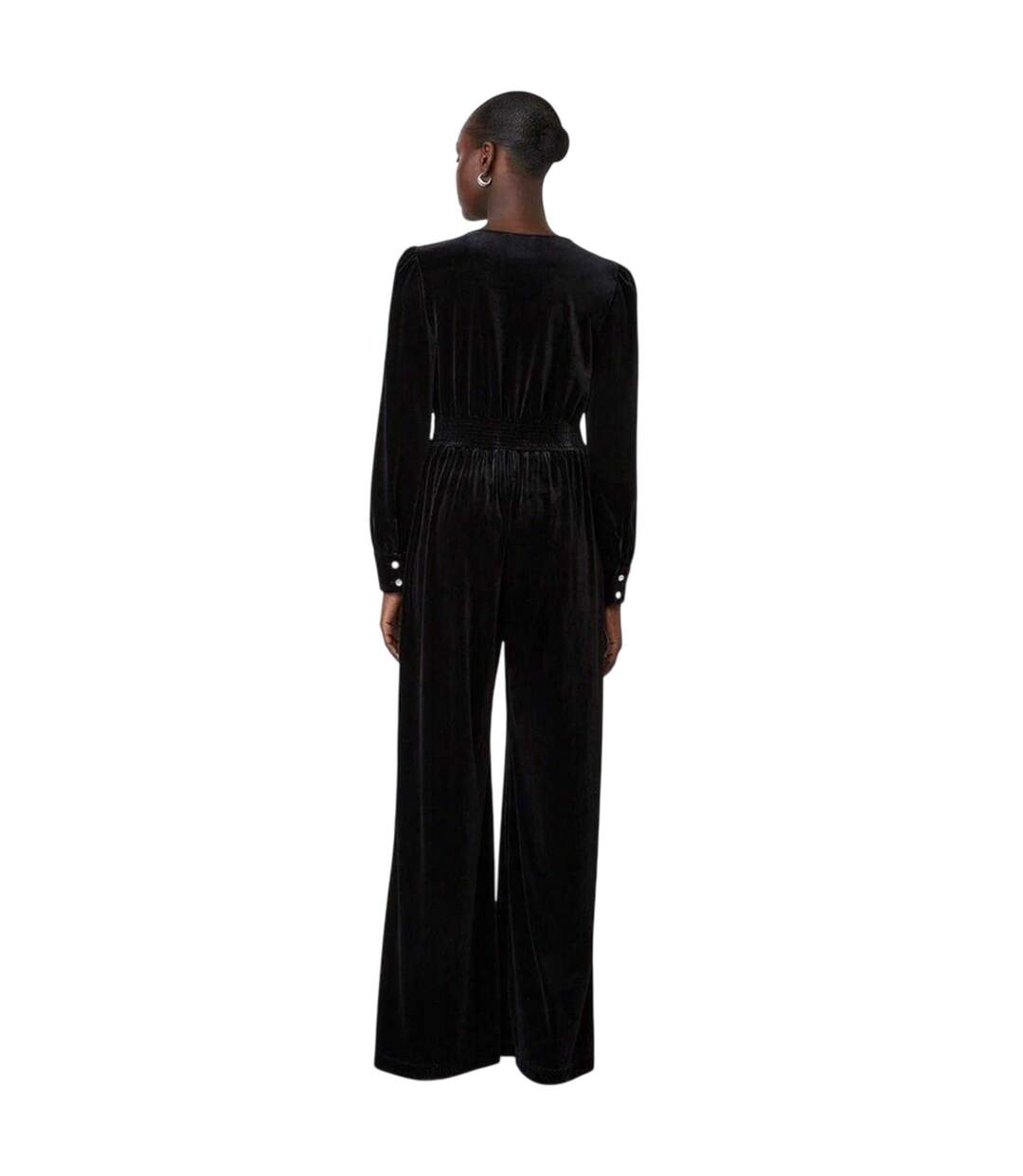 Womens/ladies Posie Velvet Long-sleeved Jumpsuit Black Finery-3