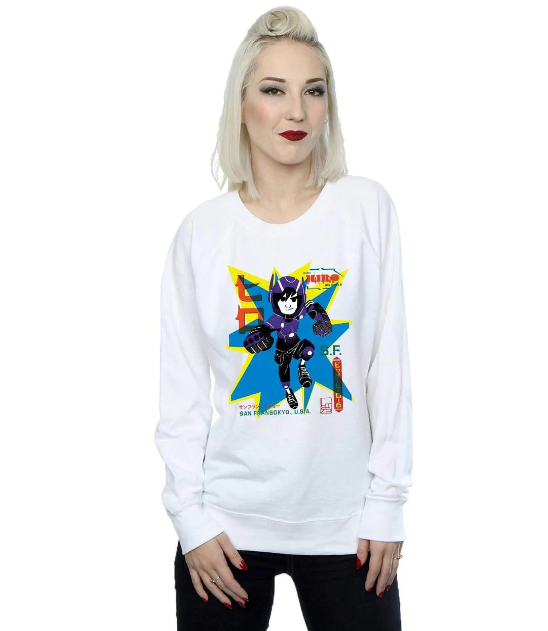 Disney - Sweat BIG HERO HIRO ANIME - Femme (Blanc) - UTBI12577-2