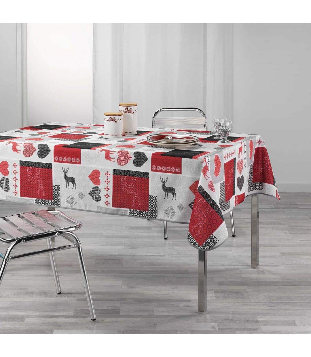 Nappe Imprimée Valtho 150x240cm Rouge-2