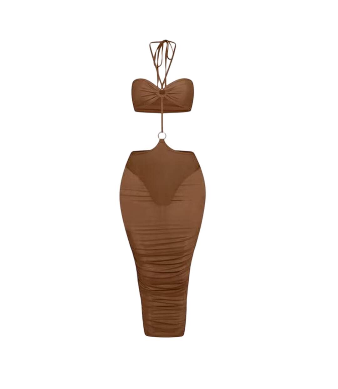 Robe Moulante Motif/style Mi-longue Femme Marron Honeyz-2