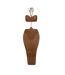 Robe Moulante Motif/style Mi-longue Femme Marron Honeyz-2