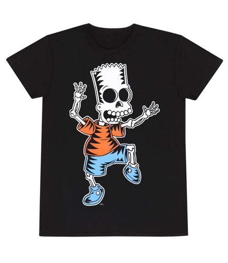 The Simpsons Unisex Adult Bart Simpson Skeleton T-Shirt (Black)