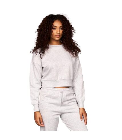 Womens/ladies catalina crew neck crop sweatshirt grey marl Juice