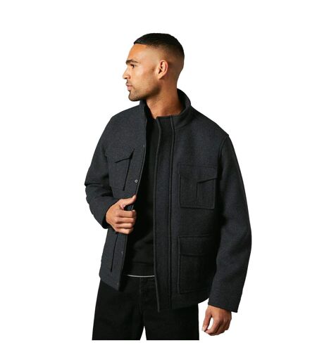 Mens wool blend 4 pockets jacket charcoal Maine