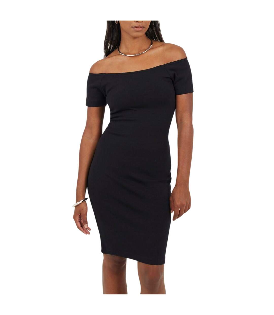 Robe Moulante Manches Courtes Femme Noir Brave Soul-2