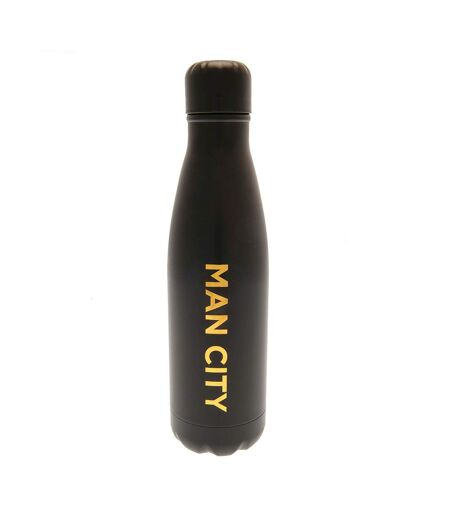 Manchester City FC Crest Thermal Flask (Black/Gold) (26cm x 7cm)