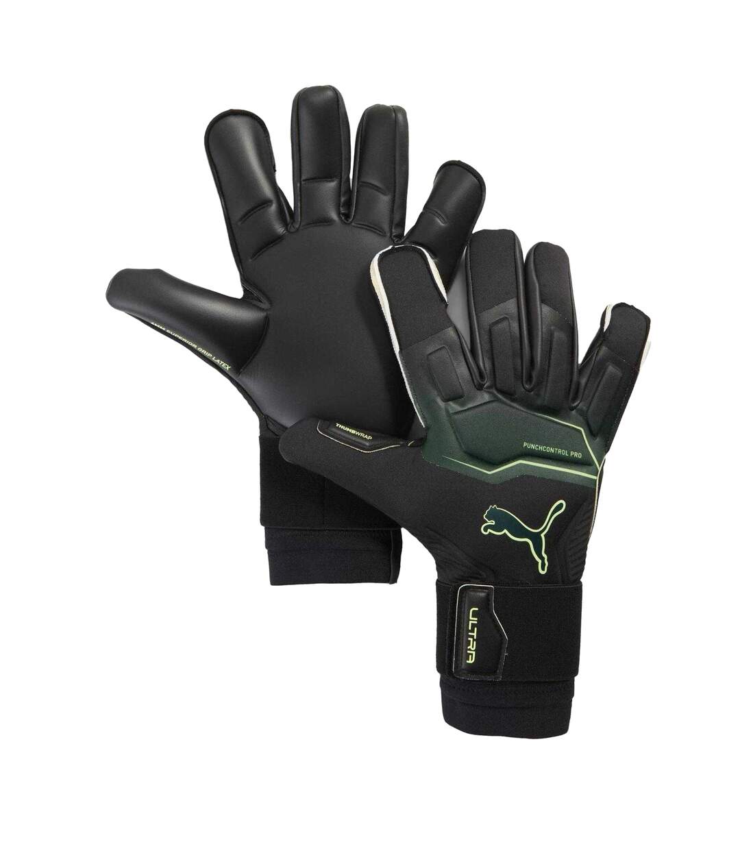 Unisex Adult Ultra Ultimate Hybrid Goalkeeper Gloves Black Green Puma-1