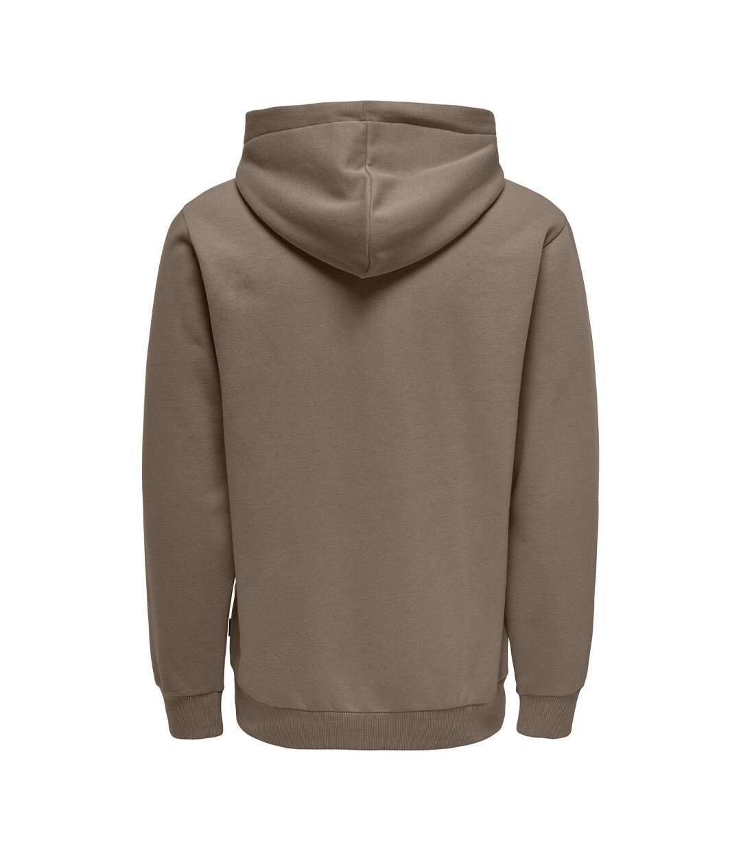 Sweat à capuche marron clair homme only & sons ceres-2