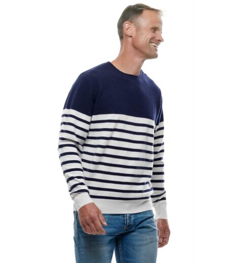 Pull Marin Col Rond Rayé 100% Cachemire