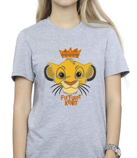 Disney Womens/Ladies The Lion King Future King Cotton Boyfriend T-Shirt (Gris sportif) - UTBI18268