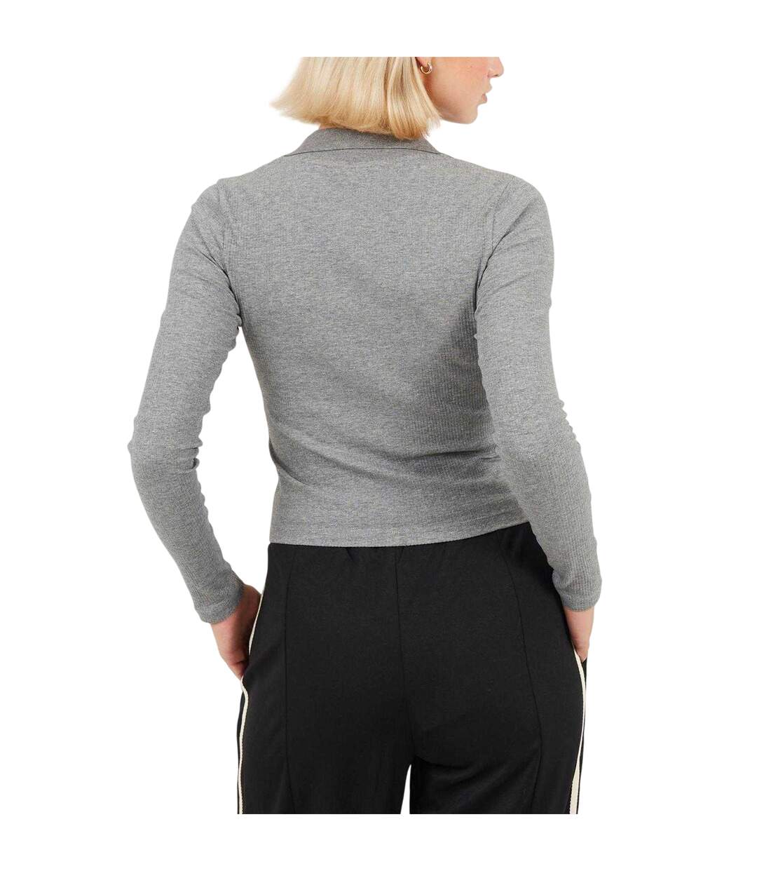 Haut Manches Longues Motif/style À Col Femme Gris Chiné Brave Soul-3