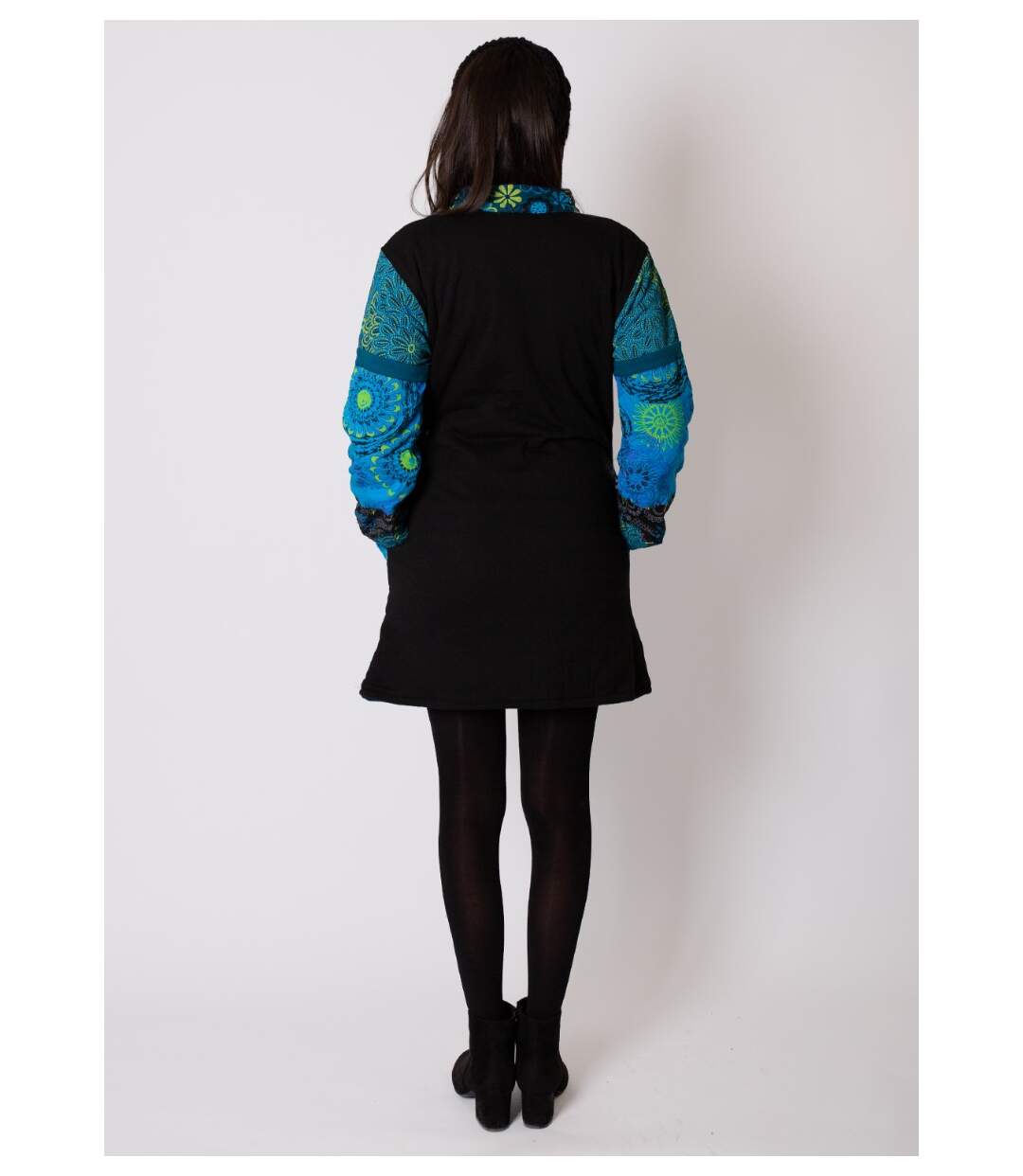 Manteau doublé polaire KWANGO ethnique bleu Coton Du Monde