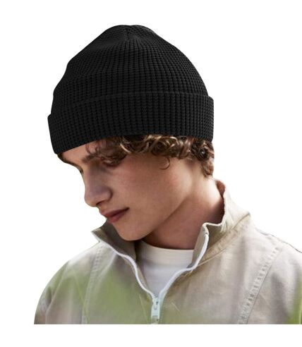 Beechfield Waffle Organic Cotton Beanie (Black) - UTBC4986