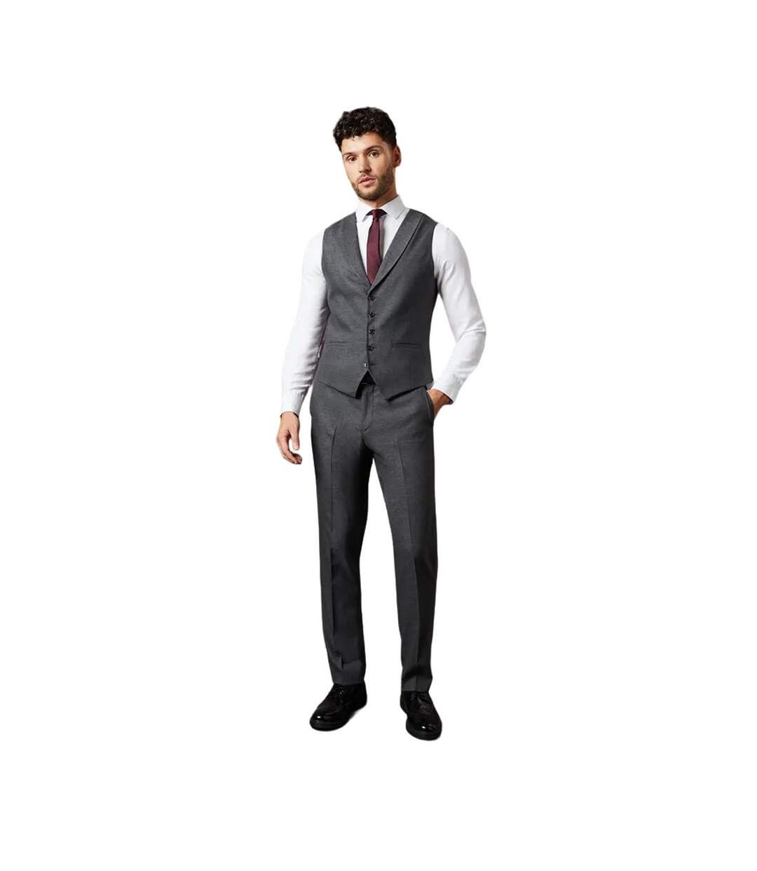 Mens tweed look waistcoat charcoal Burton-4