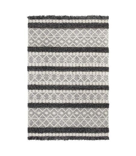 Tapis salon et chambre tissé en laine motif ethnique NOUKA