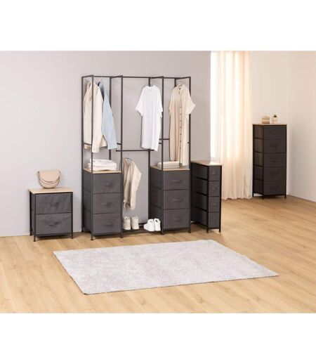 Penderie 6 tiroirs en tissu et métal TISSA - Gris