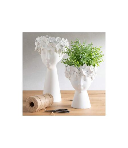 Cache-Pot Déco Tête 40cm Blanc