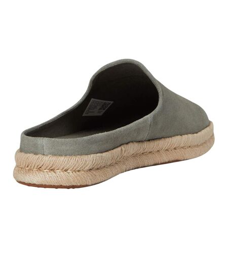 Mens Santiago Leather Mules Vetiver Grey Toms
