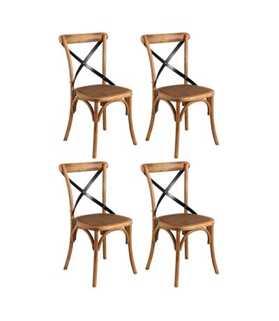 Chaise bistrot en hêtre vieilli Lot de 4