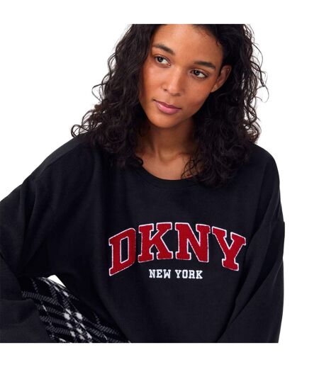 Ensemble De Pyjama Long Motif/style Motif Écossais Femme Noir DKNY