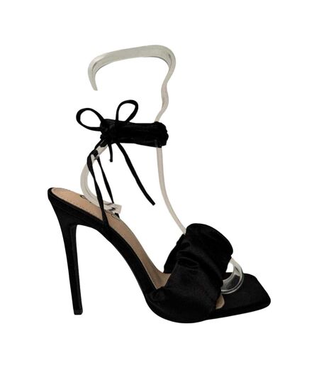 Womens/ladies Leather Stiletto Heel Sandals Black Chic