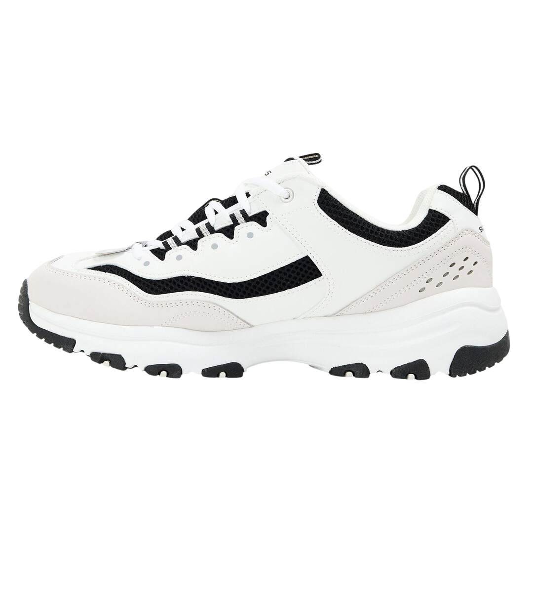 Mens Logo Low Cut Flat Trainers White Black Skechers-2