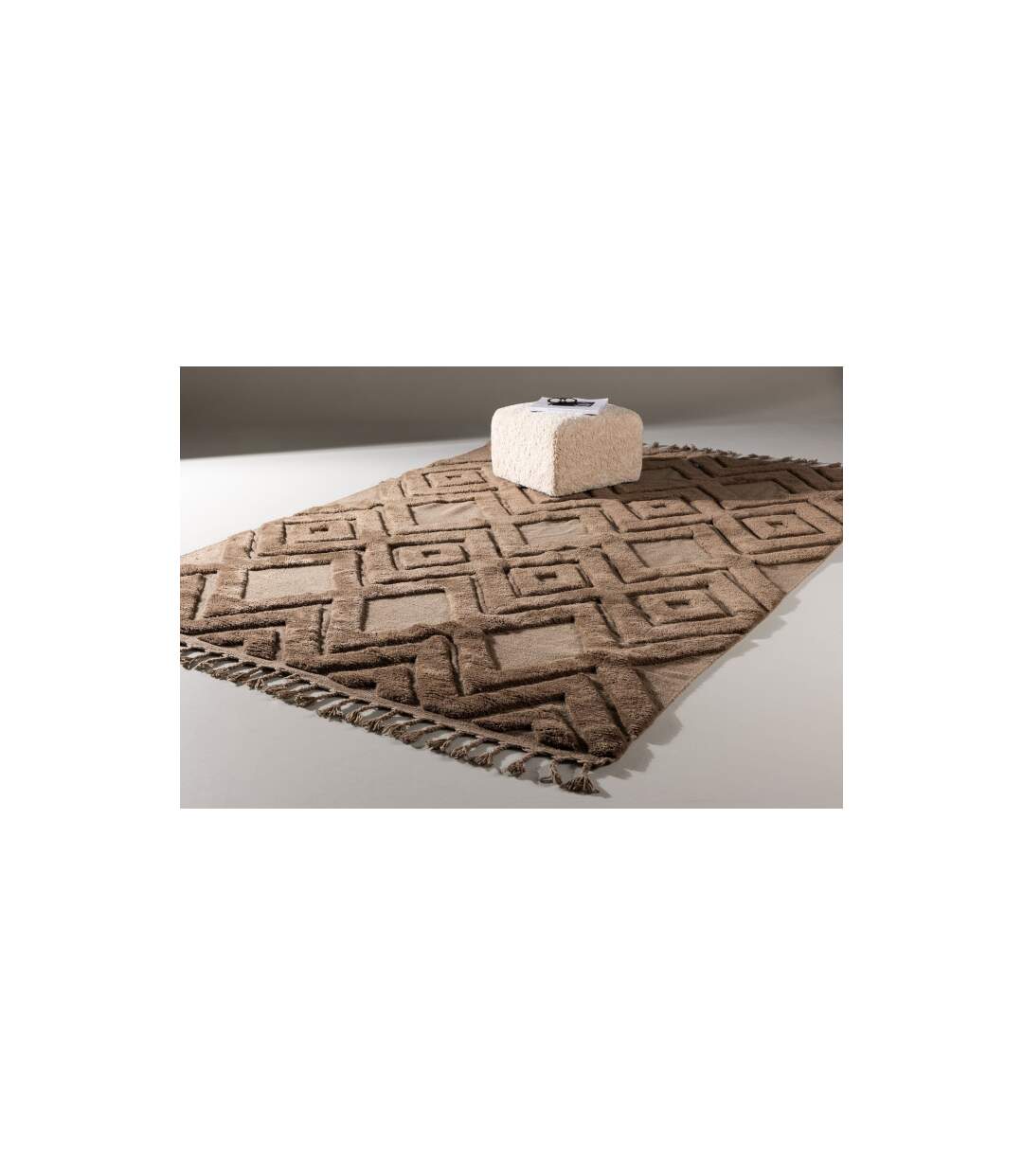 Tapis Déco en Laine Dahlia 200x300cm Marron Foncé-5