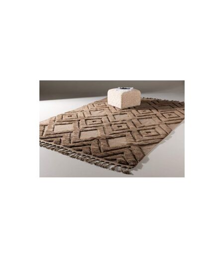 Tapis Déco en Laine Dahlia 200x300cm Marron Foncé