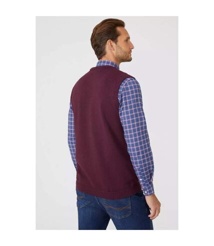 Mens premium cotton knitted sweater vest burgundy Maine