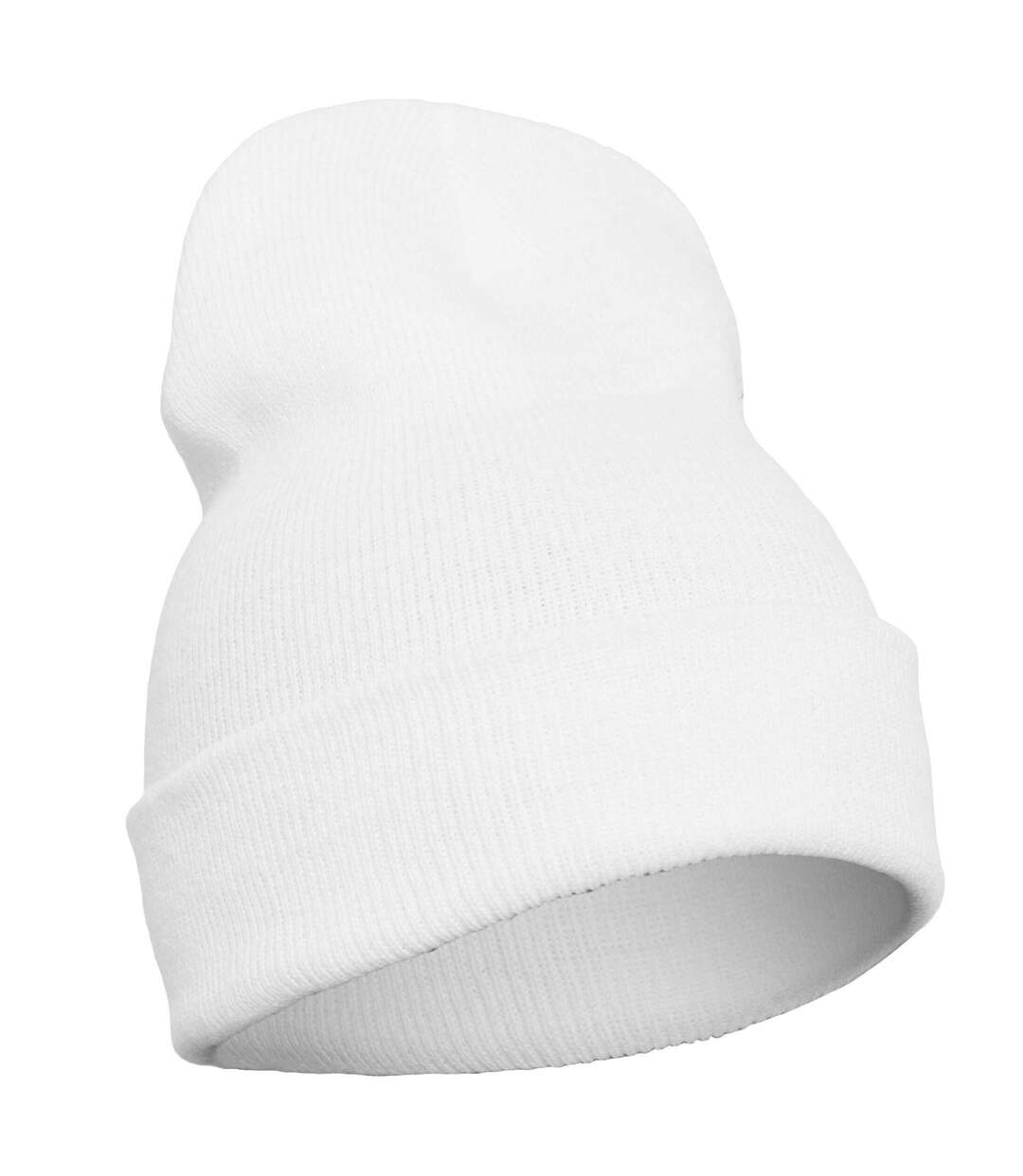 Unisex Adult Knitted Cuffed Beanie White Flexfit-1