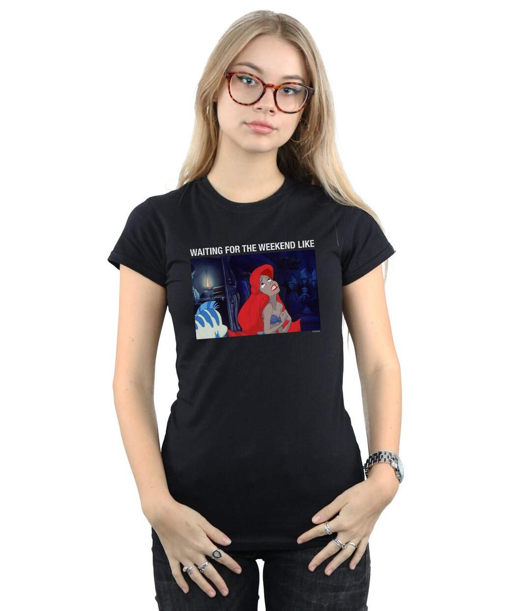 Disney T-shirt en coton Femme/Ladies The Little Mermaid Waiting For The Weekend (Noir) - UTBI15335-2