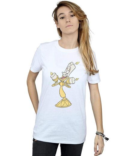 Disney - T-shirt BEAUTY AND THE BEAST LUMIERE DISTRESSED - Femme (Blanc) - UTBI17411