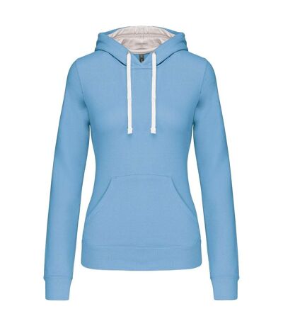 Sweat à capuche contrastée - Femme - K465 - bleu ciel et blanc