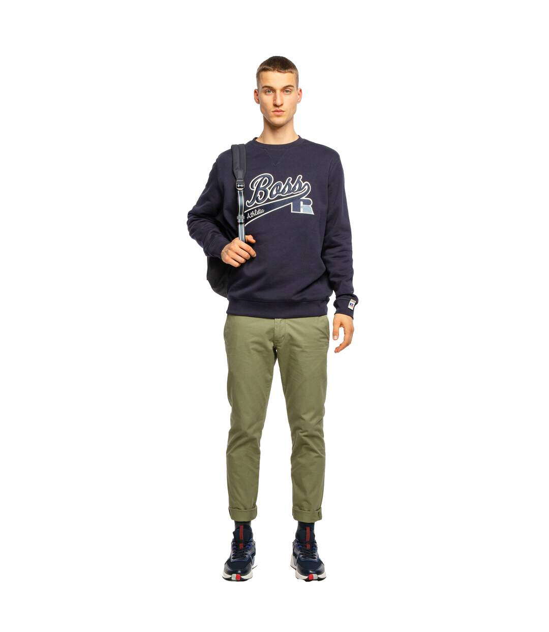 Mens Stedman Athletic Sweatshirt Navy Boss X Russel-4