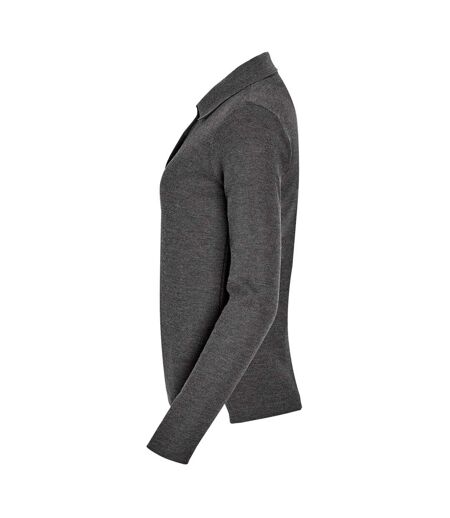 SOLS Womens/Ladies Podium Long Sleeve Pique Cotton Polo Shirt (Charcoal Marl) - UTPC330
