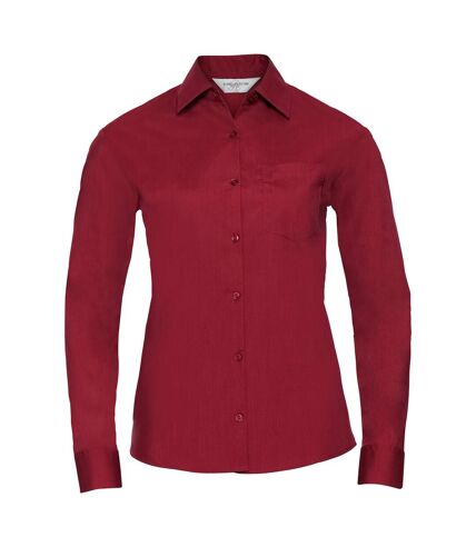 Russell Collection Womens/Ladies Poplin Easy-Care Long-Sleeved Shirt (Classic Red)