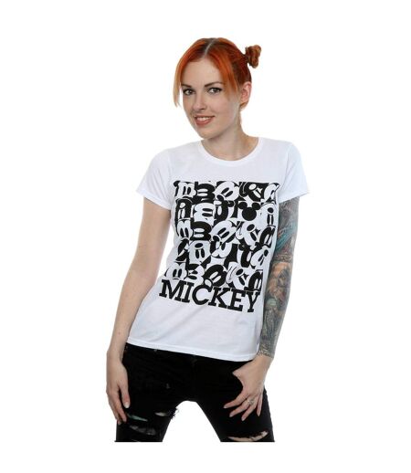 Disney T-shirt en coton quadrillé Mickey Mouse Femme/Femme (Blanc) - UTBI30903