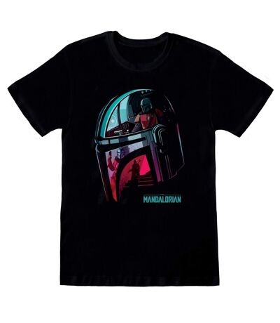 Star Wars: The Mandalorian - T-shirt - Adulte (Noir / Turquoise vif / Rouge) - UTHE791
