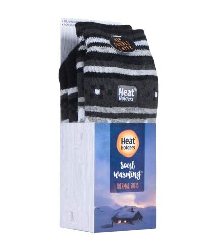 Mens Patterned Thermal Slipper Socks with Grippers